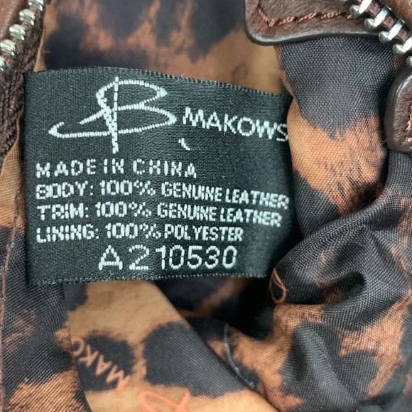 B Makowsky Leopard Print leather trim Fringe tassel Barrel bag Zip Crossbody - Picture 13 of 16